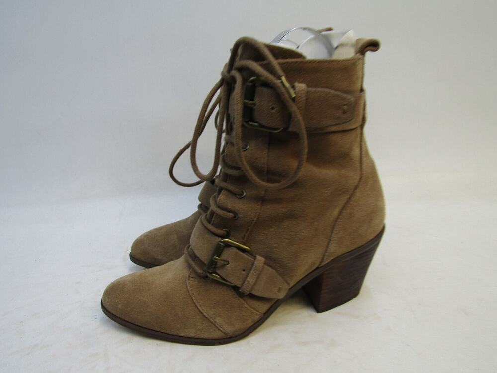 Splendid Womens Size 7.5 M Brown Suede Zip Buckle Ankle Fashion Boots Bootie